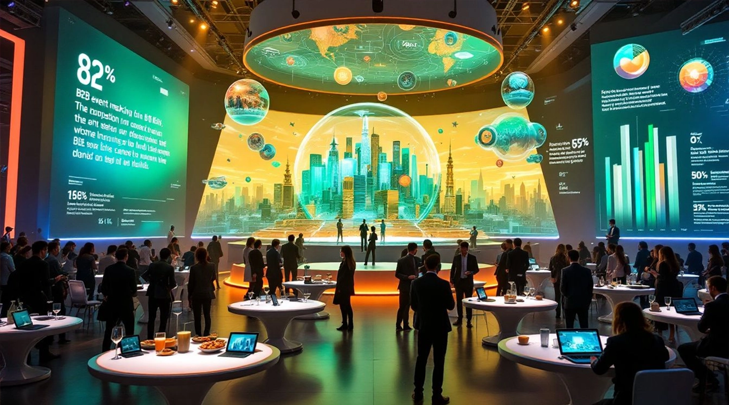 Illustration of B2B event marketing impact with registrations, brand awareness, and pipeline growth