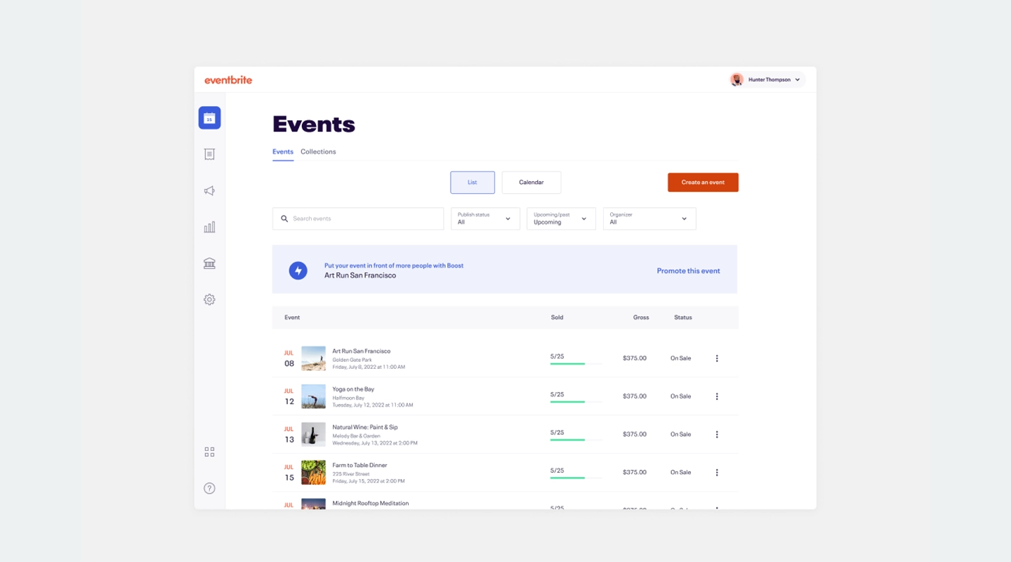 Eventbrite event registration and ticketing platform interface