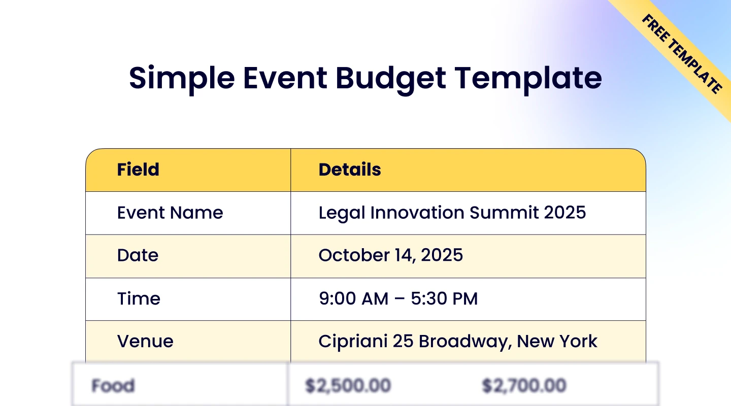 Simple event budget template preview