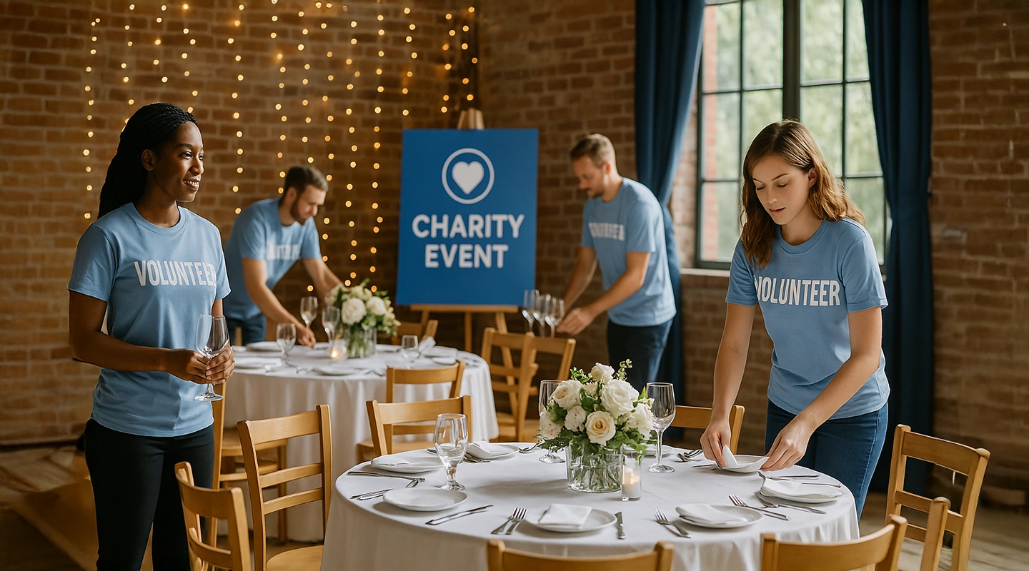 Illustration of planning steps for a charity event