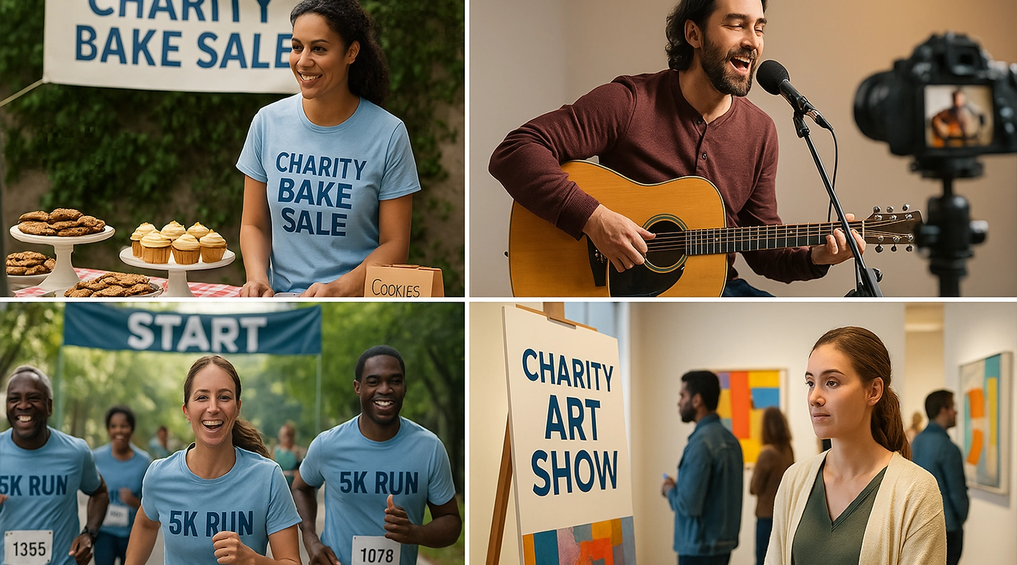 Illustration showing different types of charity events