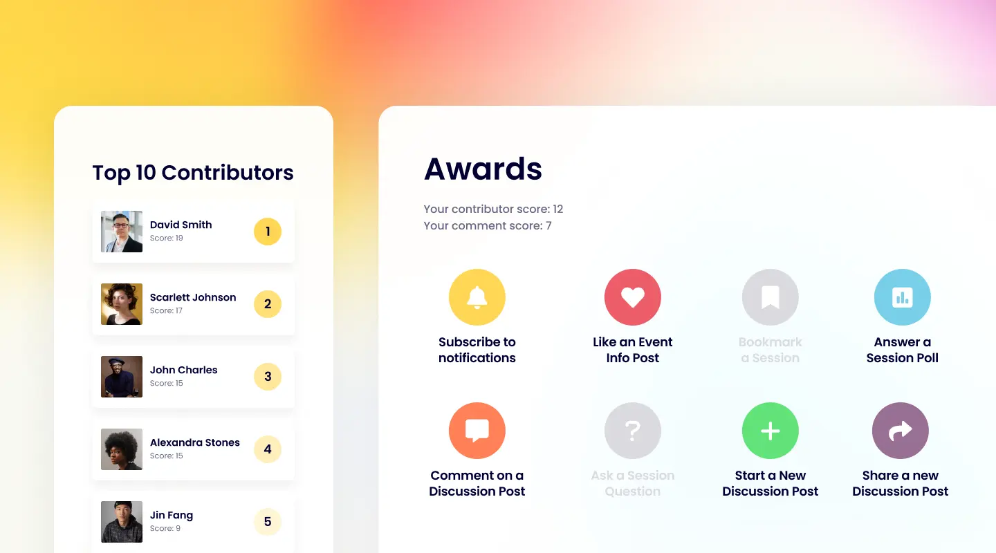 Comparison graphic of event gamification app platforms with quizzes, leaderboards, and engagement tools