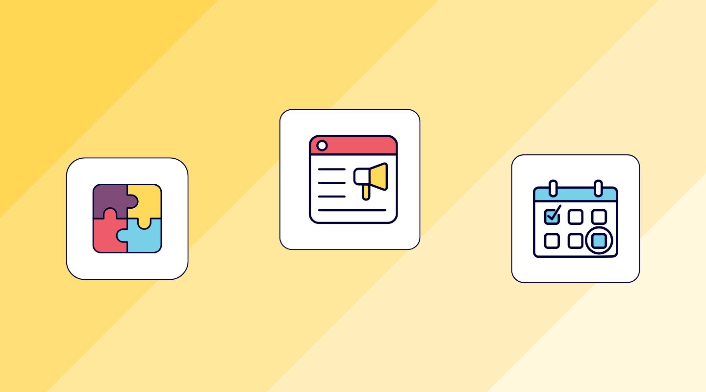 Event marketing illustration showing brand promotion through in-person and hybrid events