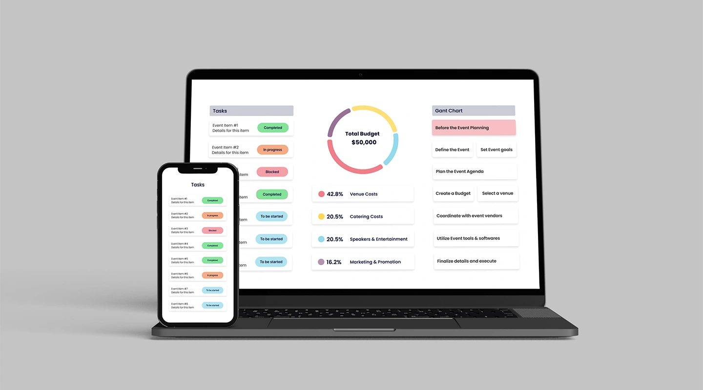 Event planning template example for tracking tasks, timelines, and owners