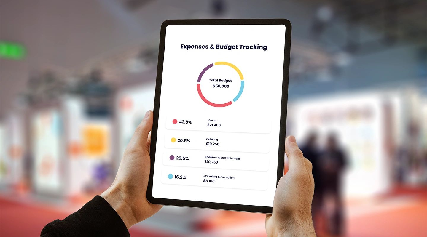 Event planning template section used for budget management and expense tracking