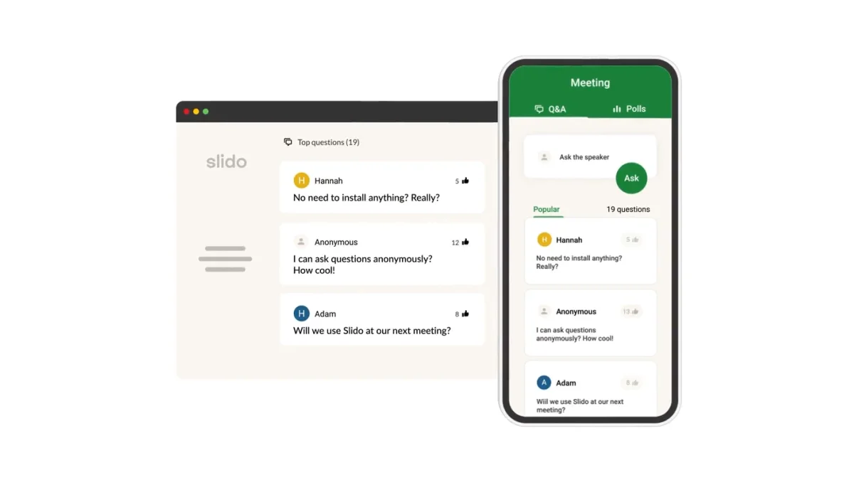 Slido Q&A and polling platform