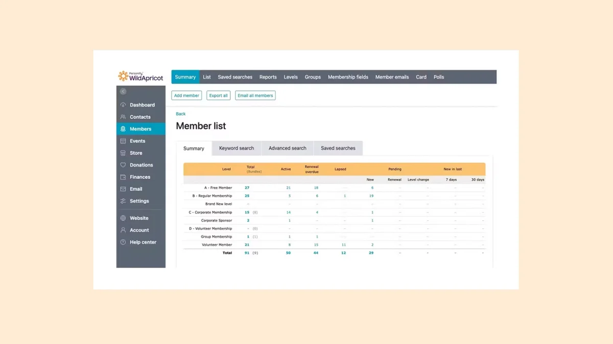 WildApricot membership and event management platform