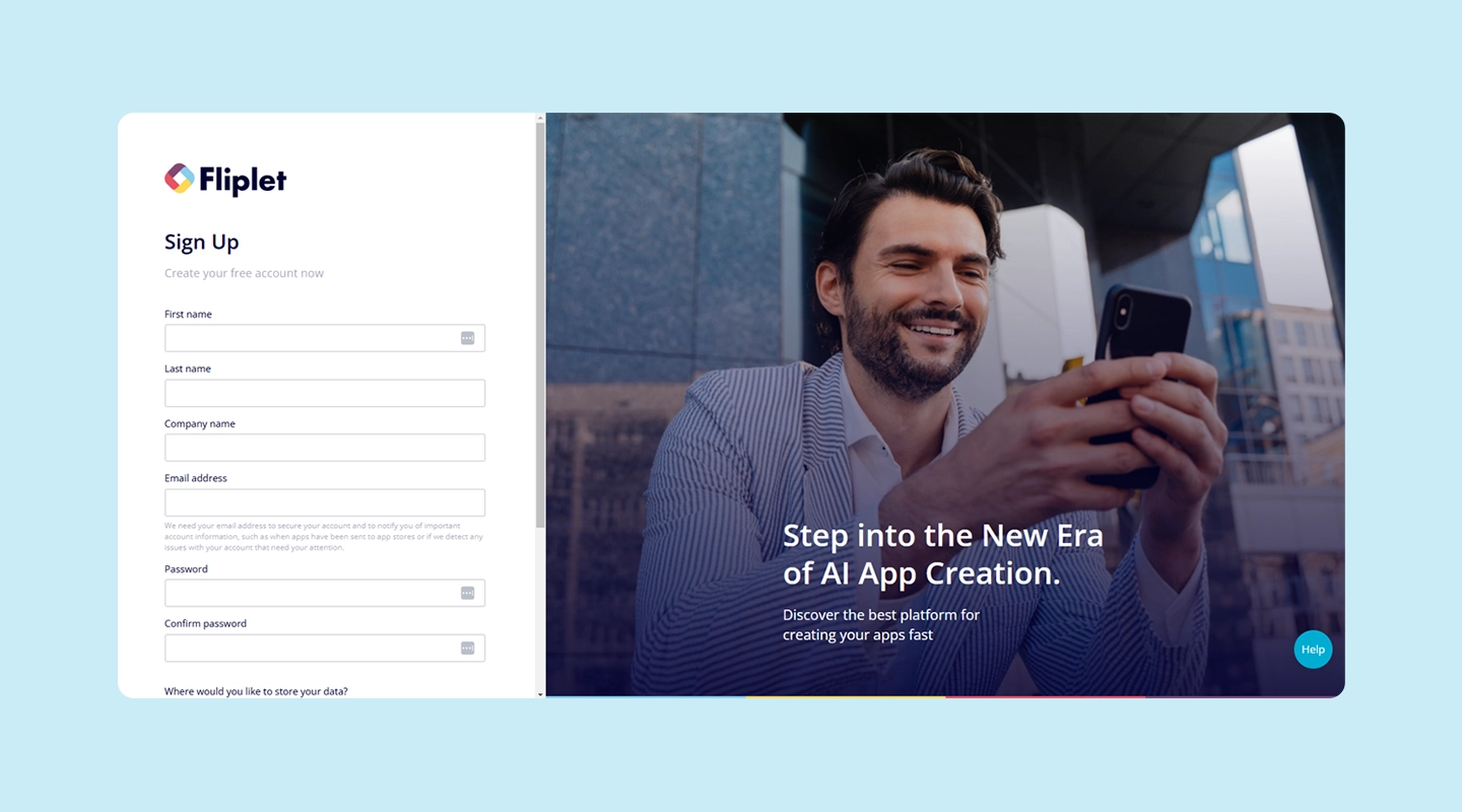 Step-1: Sign up for Fliplet