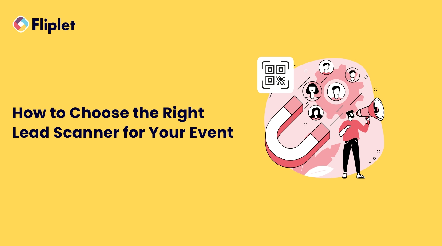Illustration comparing lead scanner options by event size, integrations, and scanning features