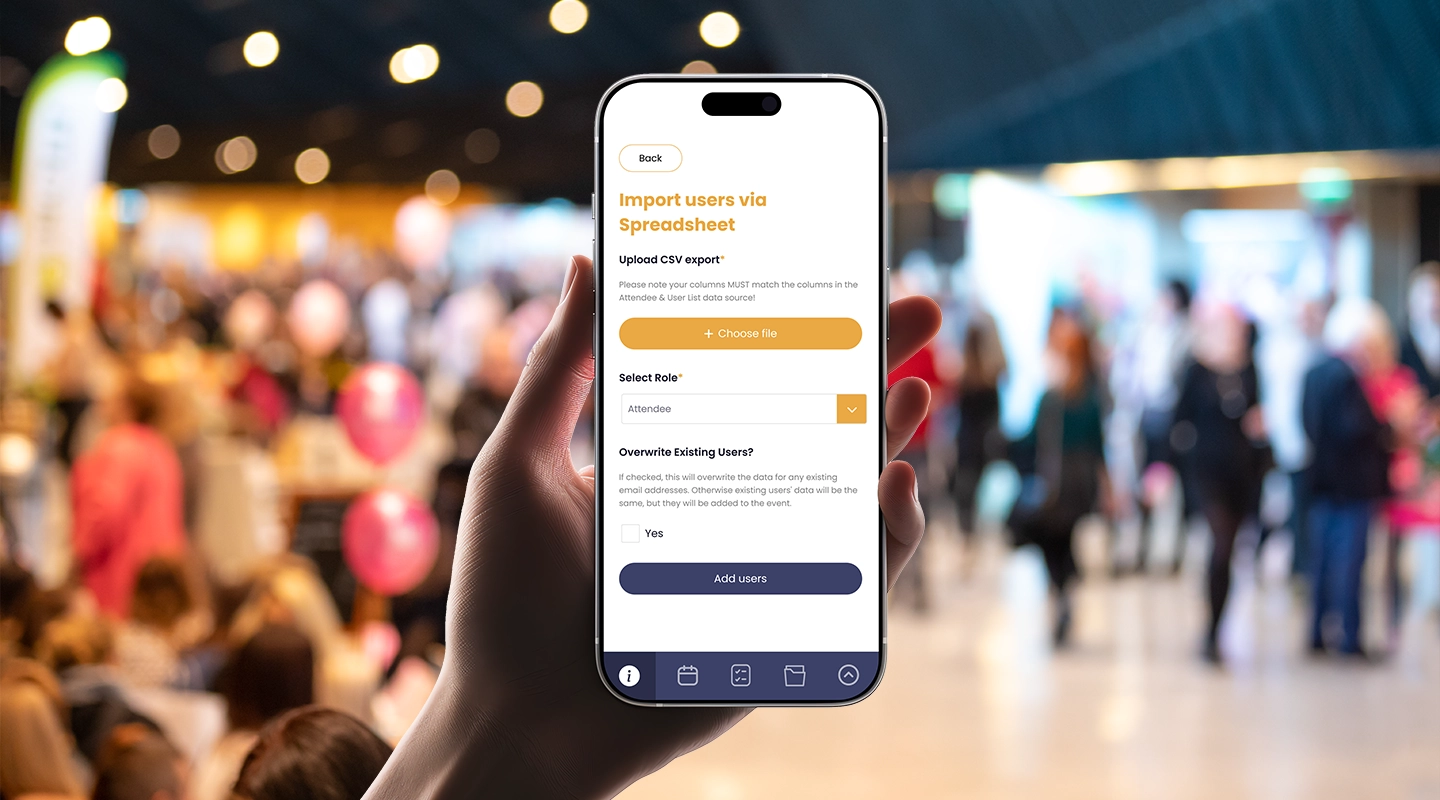 Attendee list being uploaded into a QR code event check-in system