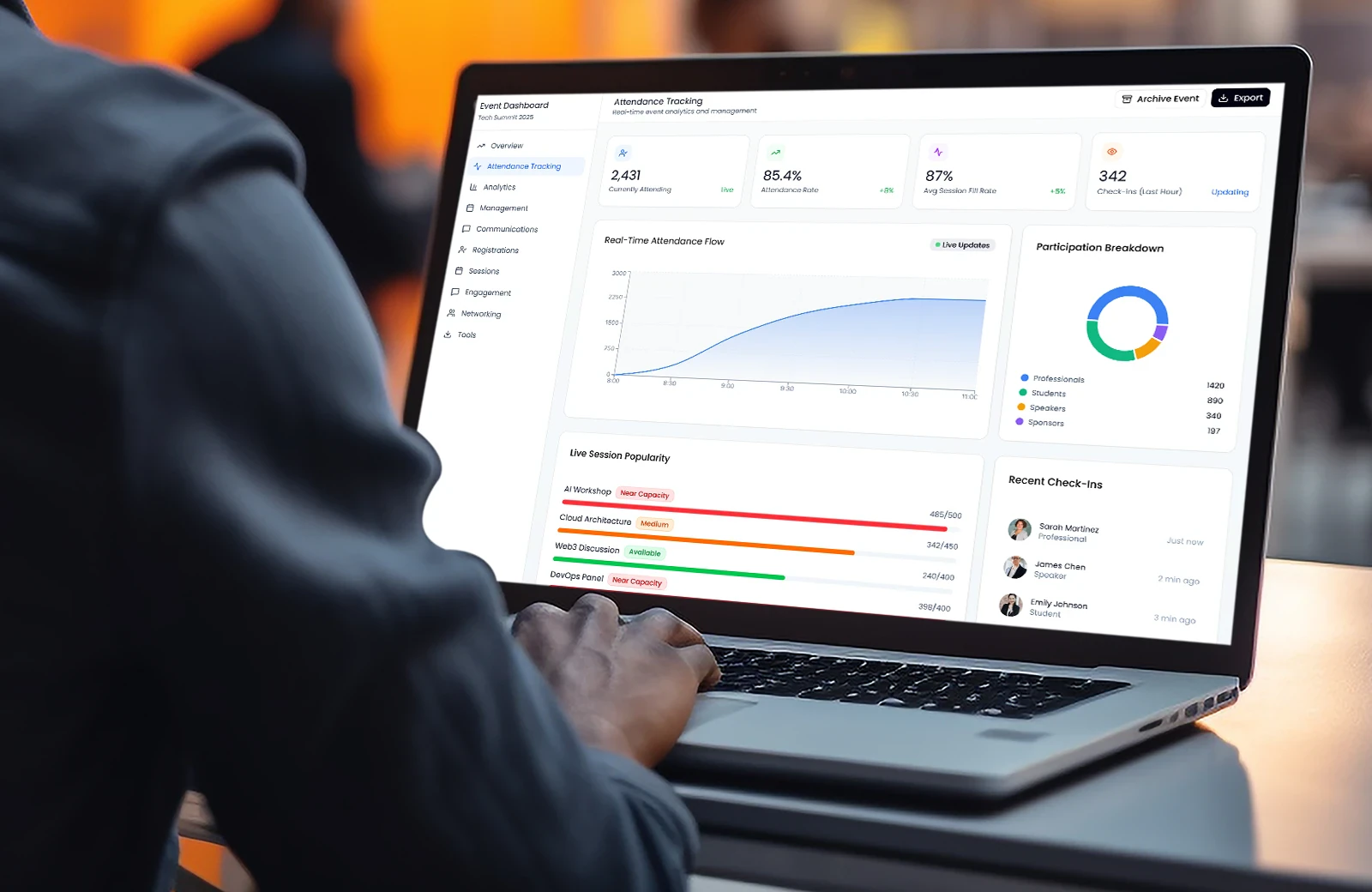 Event attendance analytics dashboard