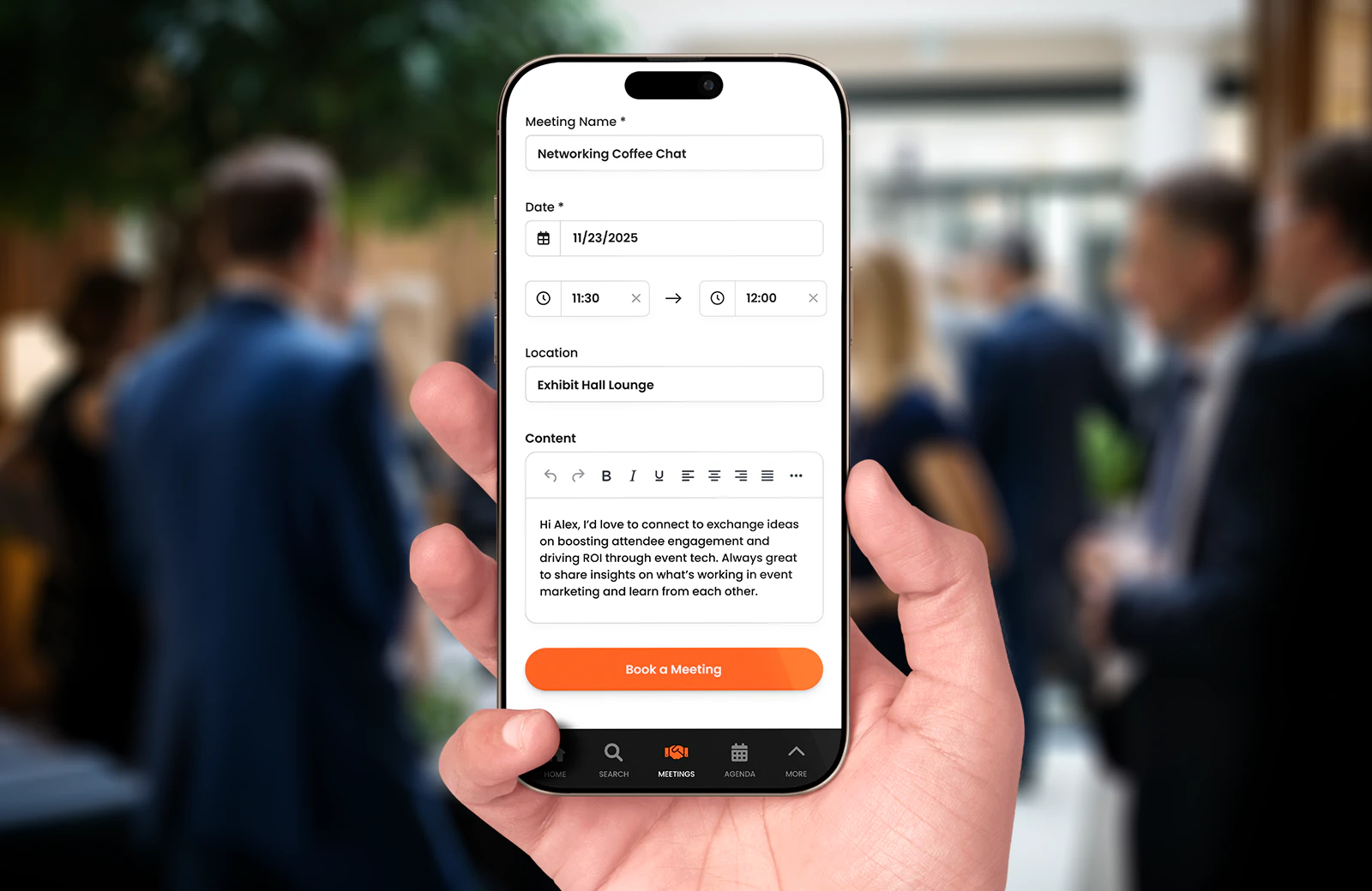 Event networking features interface
