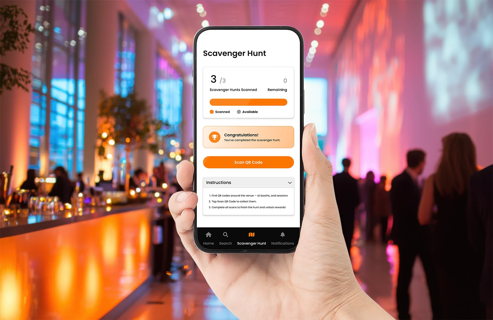 Mobile screen showing networking and engagement features